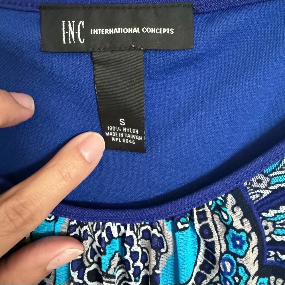 INC international concept cold shoulder , royal blue blouse size small - Picture 5 of 8
